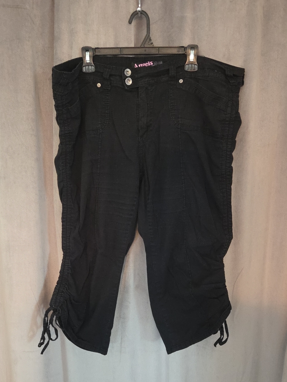 Angels 20W Black Ruched Ankle Crop Cargo Style